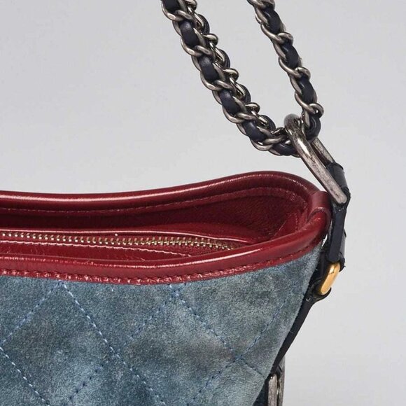 Chanel Blue Quilted Suede and Leather Medium Gabrielle Hobo Bag - Picture 9 of 11